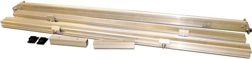 Aluminium-Schienen set von Wolf, bestehend aus mehreren geraden und kurzen Stückelementen, die zur Erweiterung verwendet werden können.